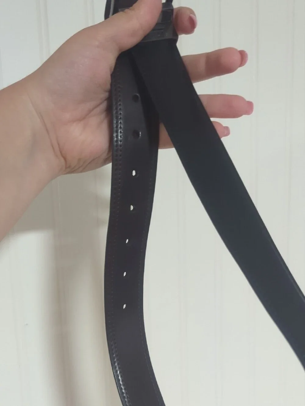 Dickies Black Men's Leather Belt with Brushed Metal Buckle Reversible 32